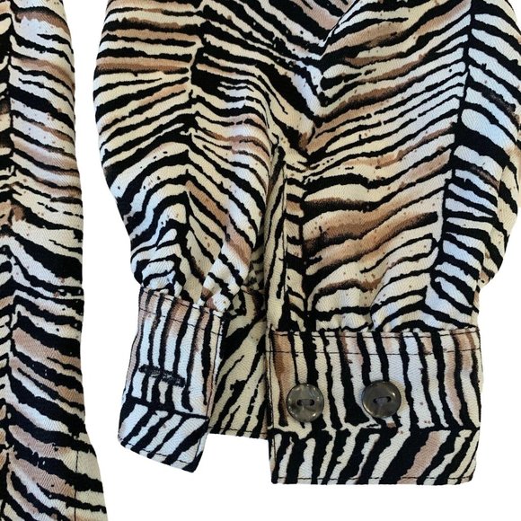 Alison Daley Blouse Top Sz 12 Animal Print Jungle Long Sleeve Button Collared - Picture 6 of 12